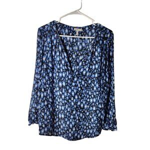 Joie Blouse Womens Medium Silk Peasant Long Sleeve Vneck